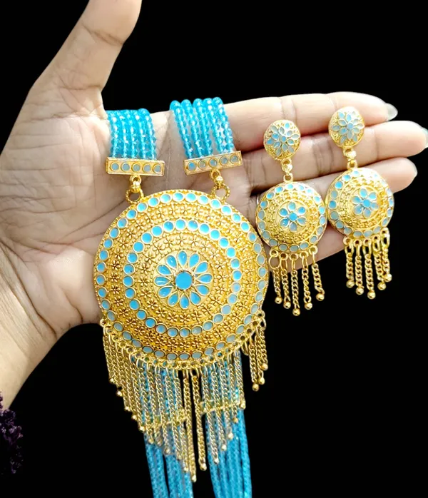 Assamese_Traditional_Lite_Blue_Copper_Based_Zalar_Japi_Jewellery_Set