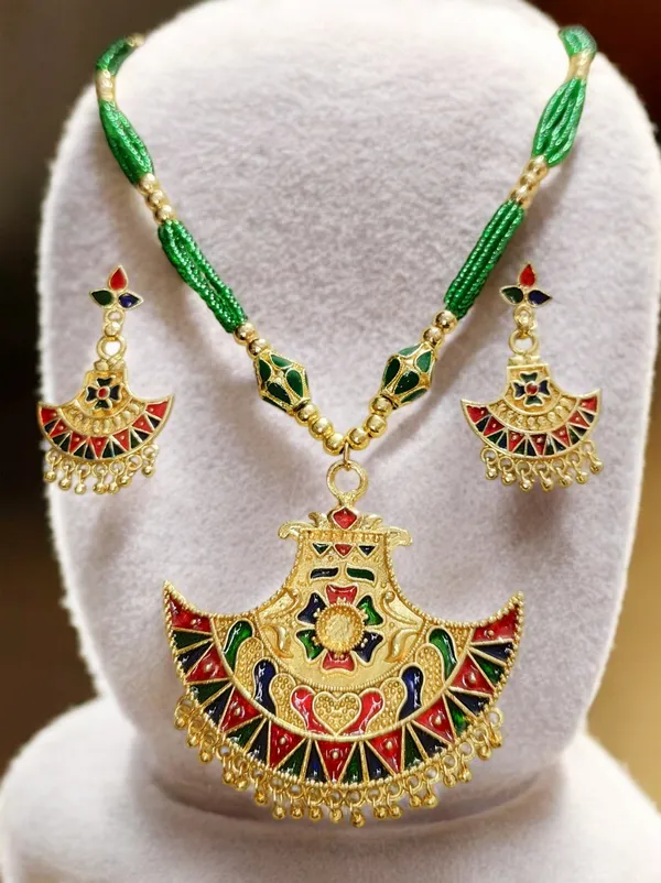 BG_GOLD_Assamese_Traditional_Copper_Based__Multi_Meenakari_2_Ball_Tassel_Jewellery_Set