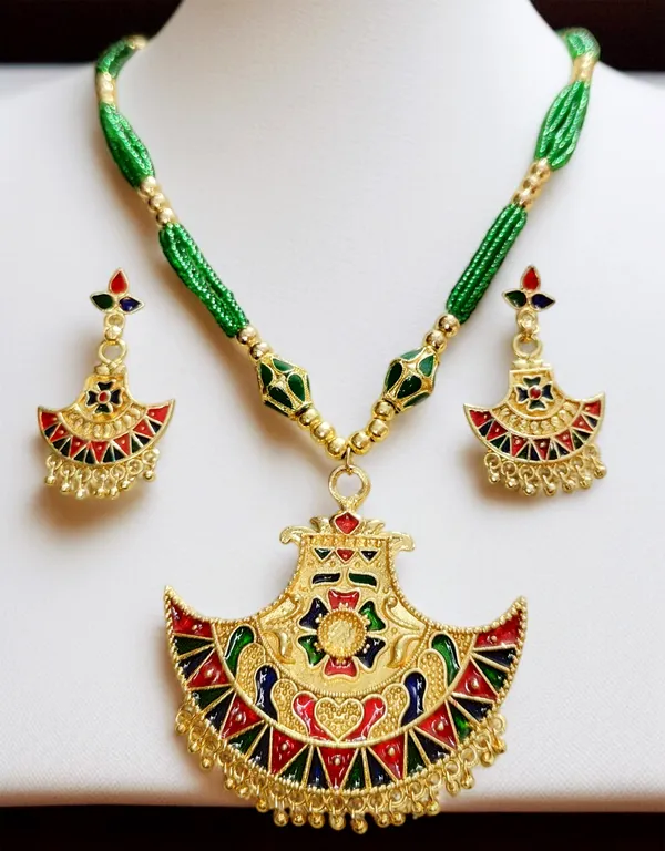 BG_GOLD_Assamese_Traditional_Copper_Based__Multi_Meenakari_2_Ball_Tassel_Jewellery_Set