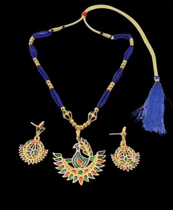Assamese_Traditional_Multi_Meenakari_Mayur_Design_Ball_Tassel_Jewellery_Set