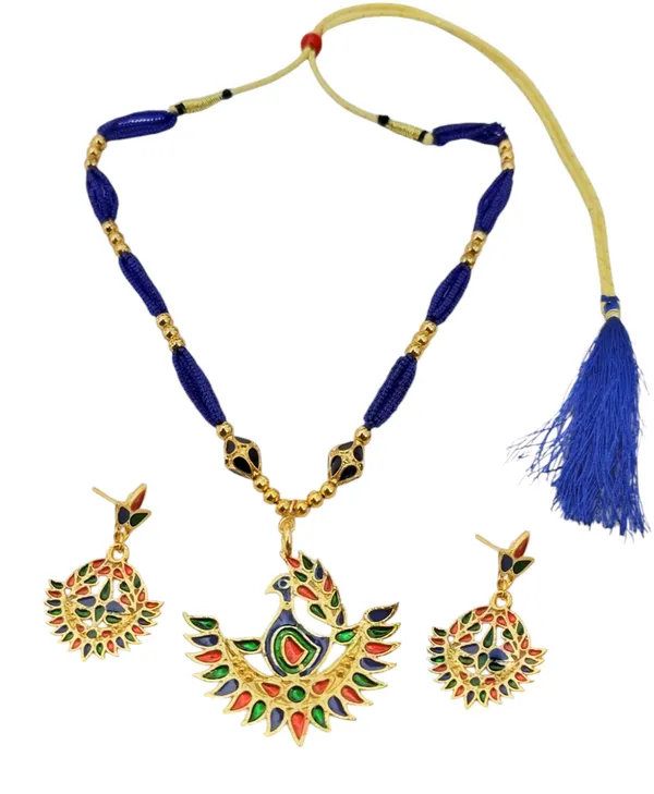 Assamese_Traditional_Multi_Meenakari_Mayur_Design_Ball_Tassel_Jewellery_Set