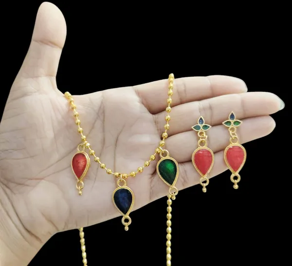 Assamese_Traditional_Multi_Meenakari_Golpata_3_Locket_Chain_Jewellery_Set