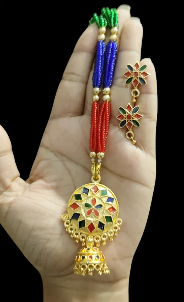 Assamese_Traditional_Multi_Small_Japi_With_Tassel_Jewellery_Set
