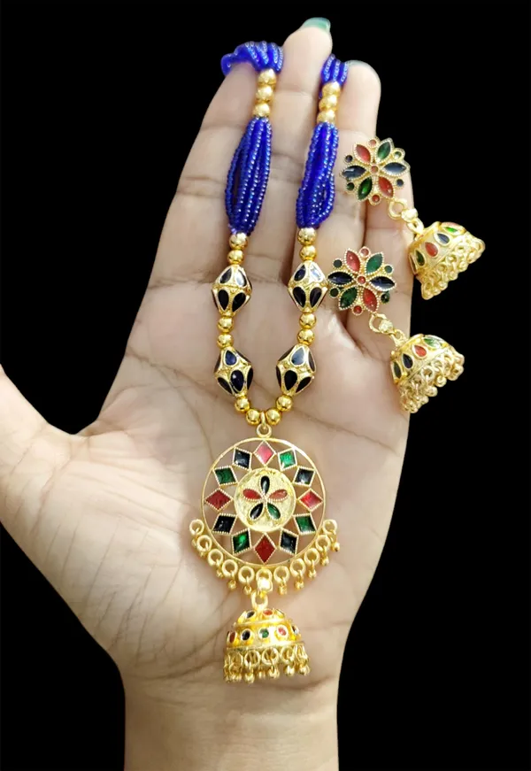 Copper_Based_Assamese_Traditional_Multi_Small_Japi_With_4_Monimala_Tassel_Jewellery_Set