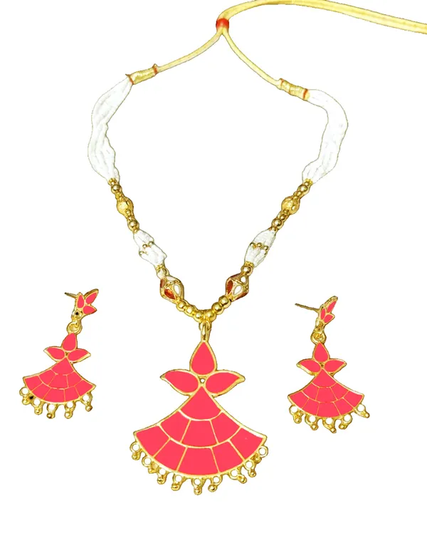 Assamese_Traditional_Pink_Locket_Ball_Jewellery_Set