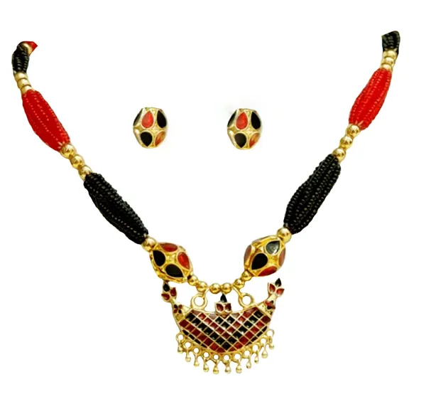 Assamese_Traditional_Red_Black_Copper_Based_Junbiri_Monimala_Tassel_Jewellery_Set
