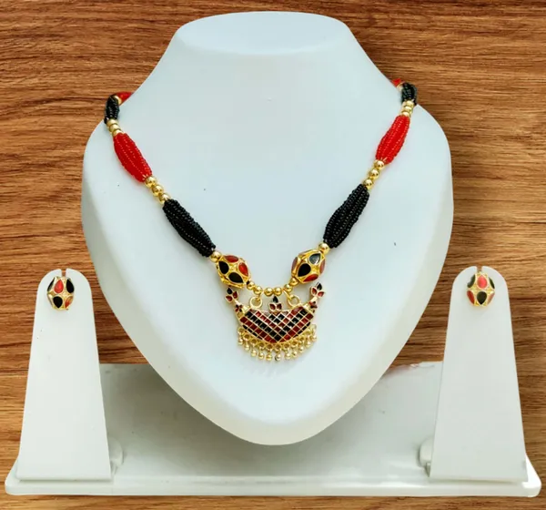 Assamese_Traditional_Red_Black_Copper_Based_Junbiri_Monimala_Tassel_Jewellery_Set