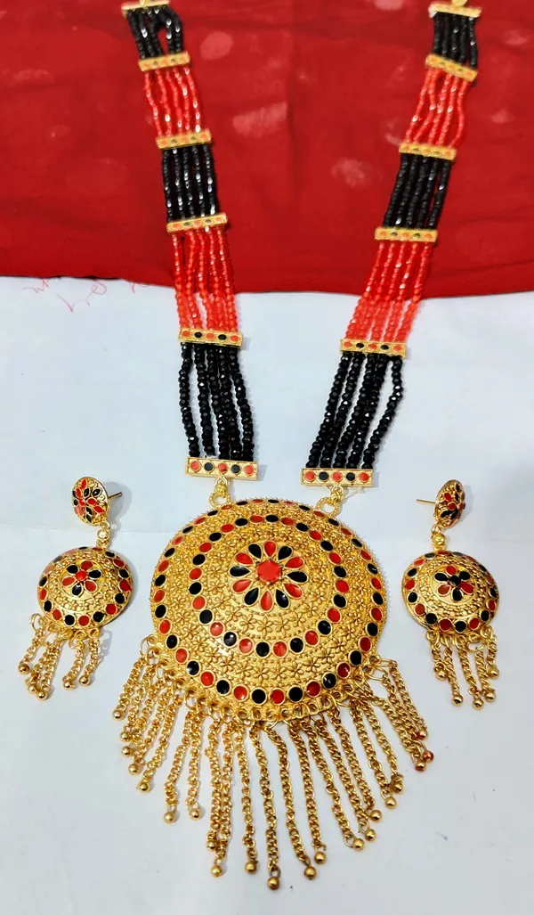 Assamese_Traditional_Red_Black_Copper_Based_Zalar_Japi_Jewellery_Set