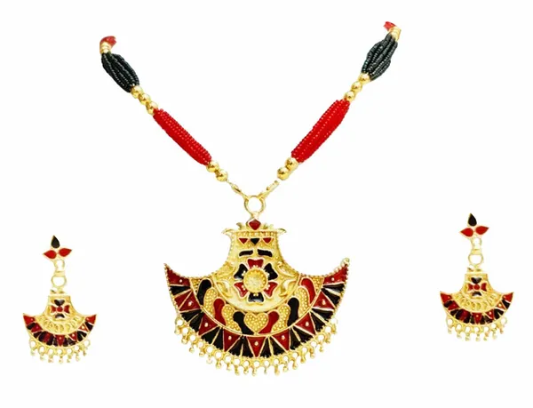 Assamese_Traditional_Red_Black_Meenakari_Jewellery_Set