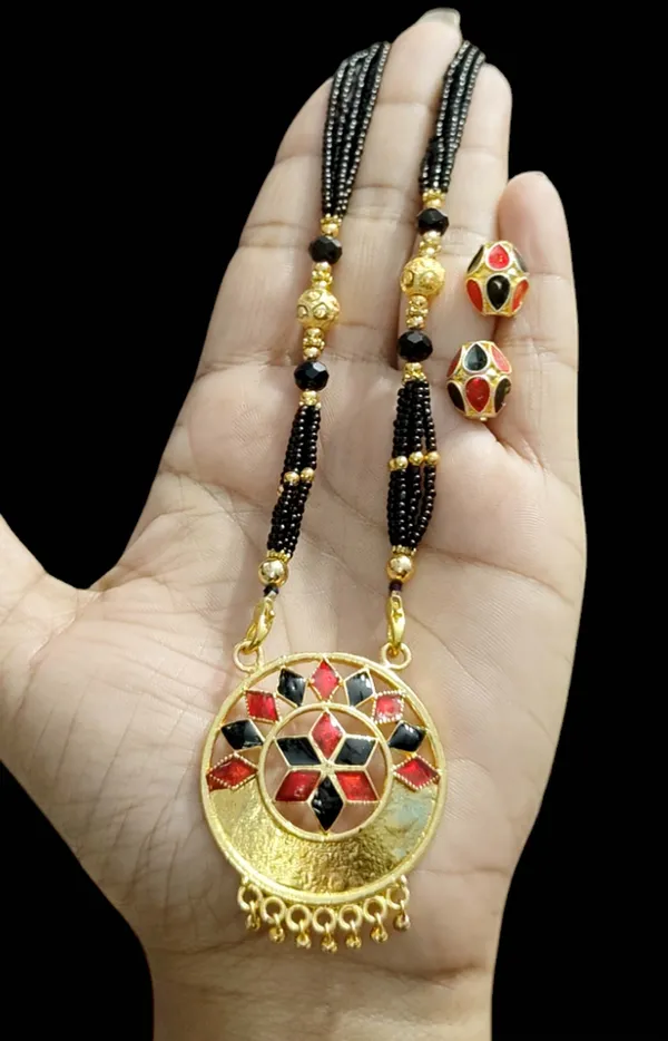 Assamese_Traditional_Red_Black_Small_Japi_Jewellery_Set