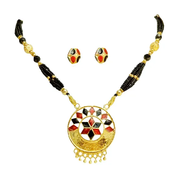 Assamese_Traditional_Red_Black_Small_Japi_Jewellery_Set