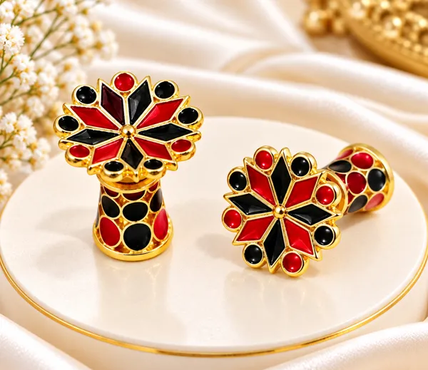 BG_GOLD_Assamese_Traditional_Red_Black_Thuriya_Copper_Stud_Earring_