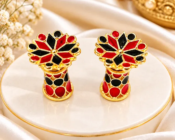 BG_GOLD_Assamese_Traditional_Red_Black_Thuriya_Copper_Stud_Earring_