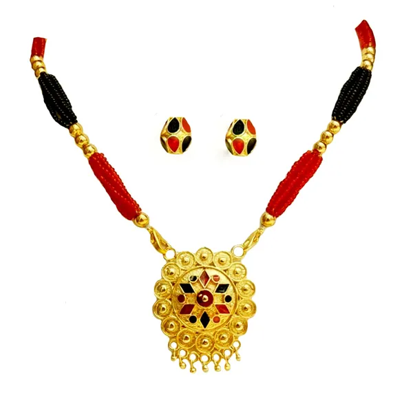 Assamese_Traditional_Red_Black_Small_Japi_Jewellery_Set