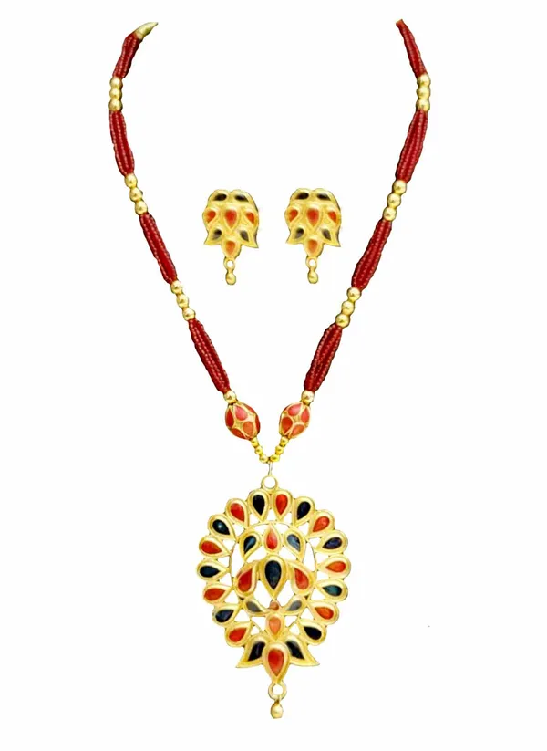 Assamese_Traditional_Red_Blue_Dugdugi_Monimala_Tassel_Jewellery_Set