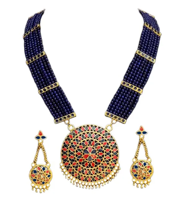 Assamese_Traditional_Red_Blue_Japi_Moti_Tassel_Jewellery_Set