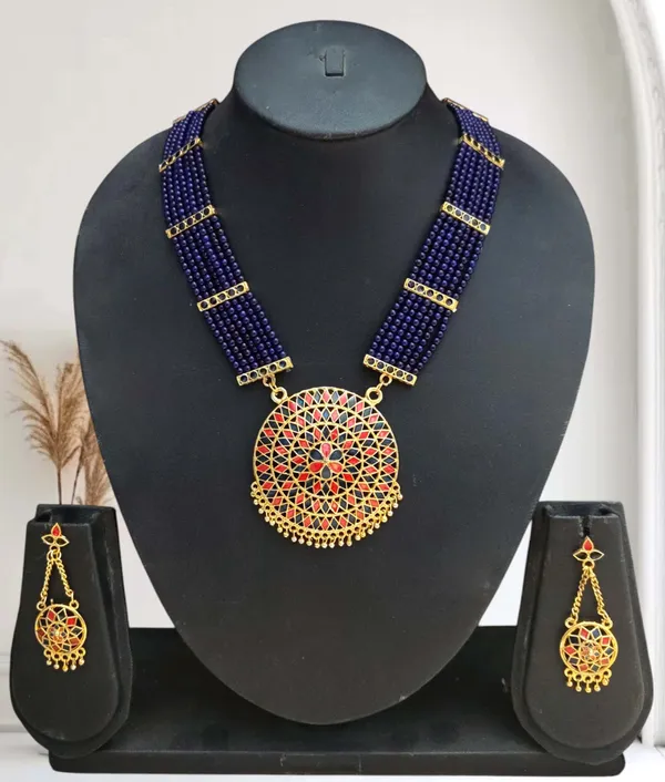 Assamese_Traditional_Red_Blue_Japi_Moti_Tassel_Jewellery_Set