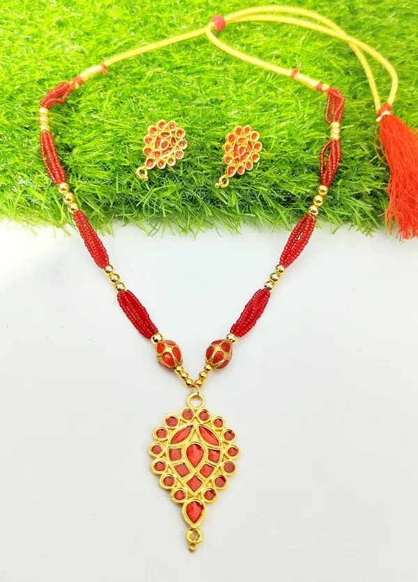 Copper_Based_Assamese_Traditional_Red_Dugdugi_Monimala_Tassel_Jewellery_Set