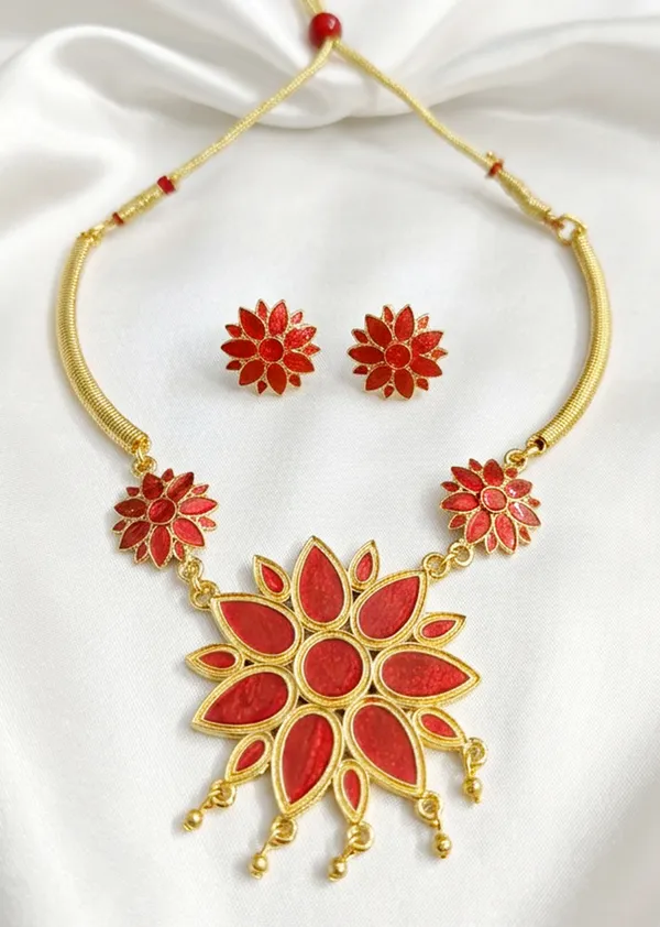 BG_GOLD_Assamese_Traditional_Copper_Based__Red_Ful_Pipe_Jewellery_Set