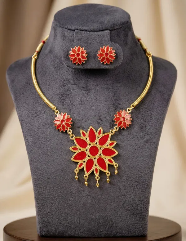 BG_GOLD_Assamese_Traditional_Copper_Based__Red_Ful_Pipe_Jewellery_Set
