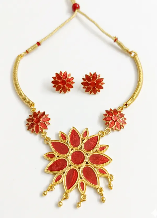 BG_GOLD_Assamese_Traditional_Copper_Based__Red_Ful_Pipe_Jewellery_Set