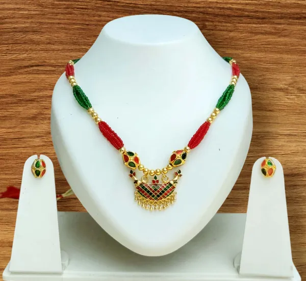 Assamese_Traditional_Red_Green_Junbiri_Monimala_Tassel_Jewellery_Set