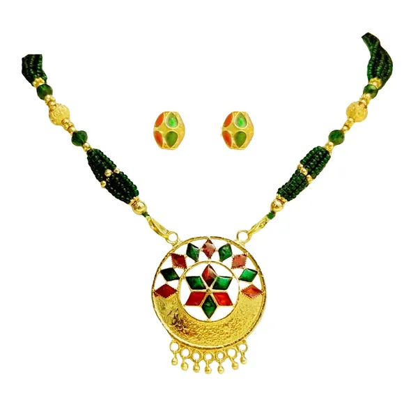 Assamese_Traditional_Red_Green_Small_Japi_Jewellery_Set