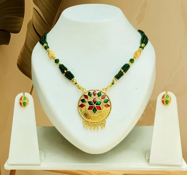 Assamese_Traditional_Red_Green_Small_Japi_Jewellery_Set