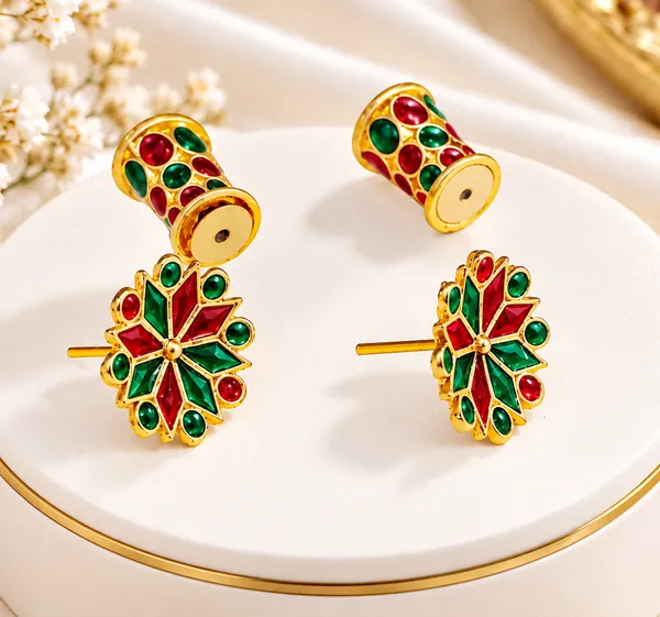 BG_GOLD_Assamese_Traditional_Red_Green_Thuriya_Copper_Stud_Earring_