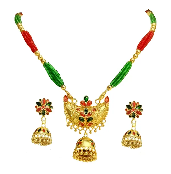 Assamese_Traditional_Red_Green_Junbiri_Jewellery_Set