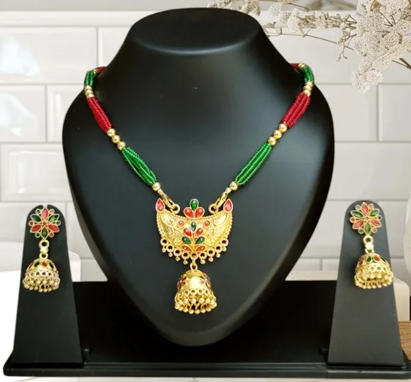 Assamese_Traditional_Red_Green_Junbiri_Jewellery_Set