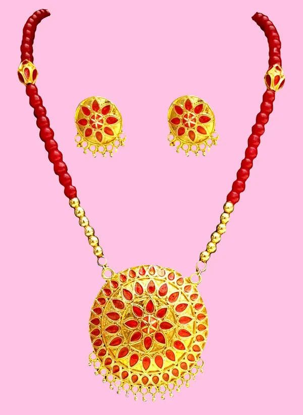 Assamese_Traditional_Red_Japi_Ball_Moni_Tassel_Jewellery_Set