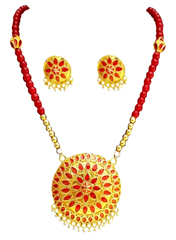 Assamese_Traditional_Red_Japi_Ball_Moni_Tassel_Jewellery_Set