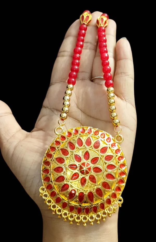 Assamese_Traditional_Red_Japi_Ball_Moni_Tassel_Jewellery_Set