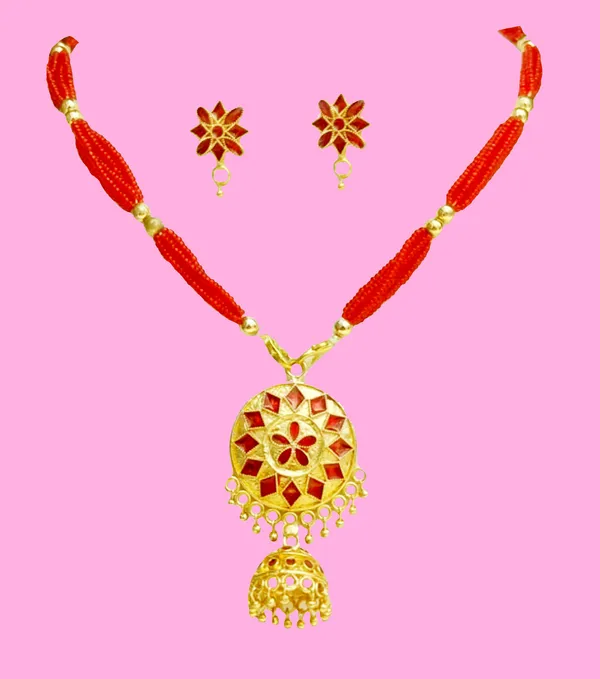Assamese_Traditional_Red_Japi_Jewellery_Set