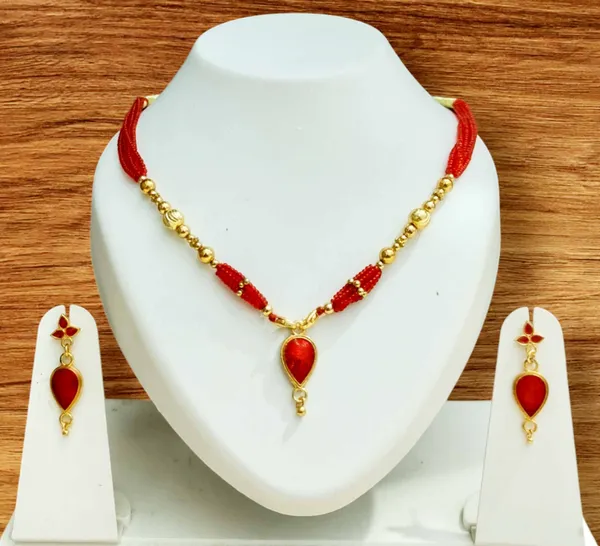 Assamese_Traditional_Red_Meenakari_Golpata_Locket_Jewellery_Set
