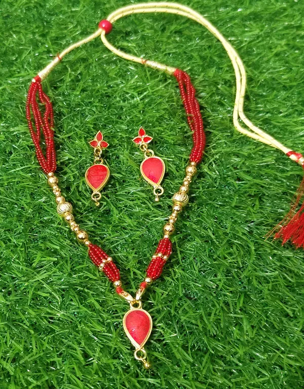 Assamese_Traditional_Red_Meenakari_Golpata_Locket_Jewellery_Set