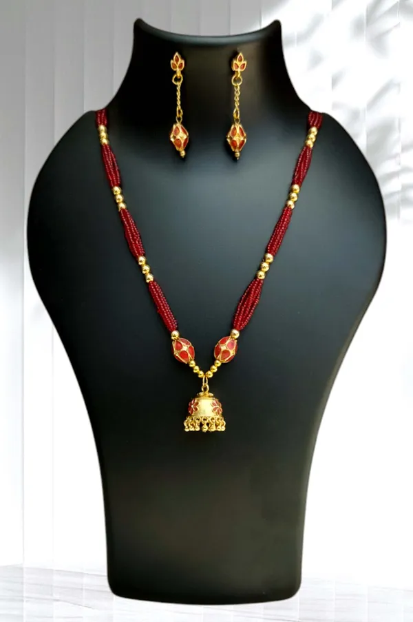 Assamese_Traditional_Red_Monimala_Jhumka_Jewellery_Set