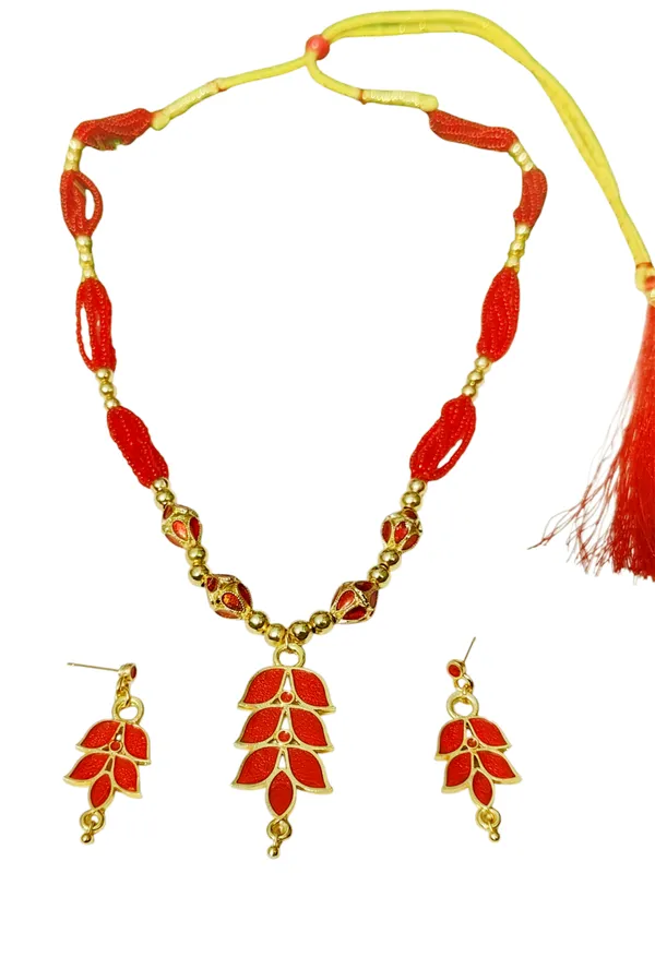 Assamese_Traditional_Red_Patti_4Monimala_Tassel_Jewellery_Set