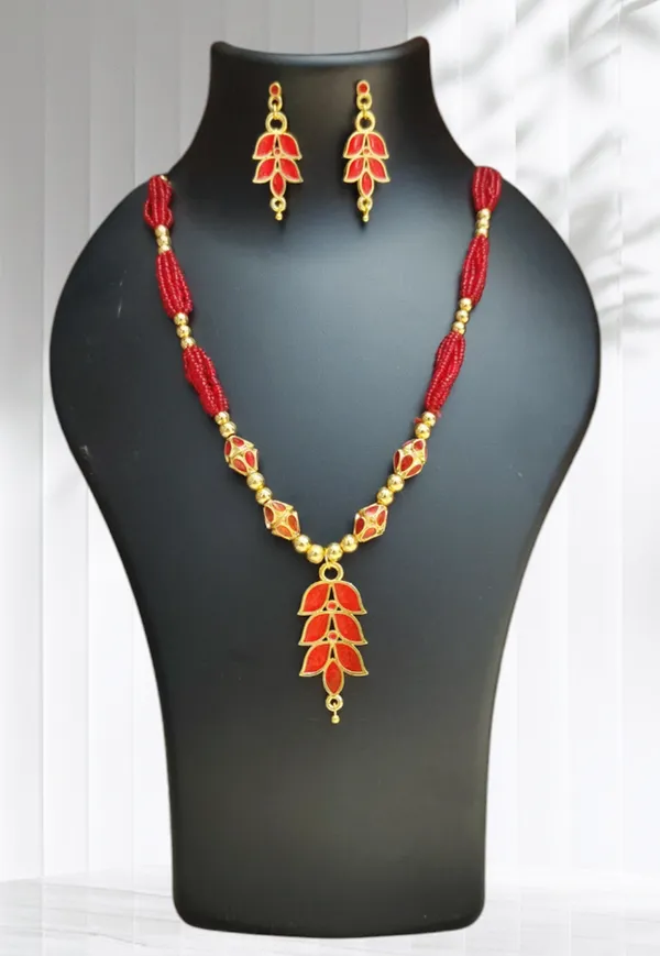 Assamese_Traditional_Red_Patti_4Monimala_Tassel_Jewellery_Set