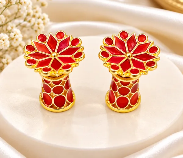 BG_GOLD_Assamese_Traditional_Red_Thuriya_Copper_Stud_Earring