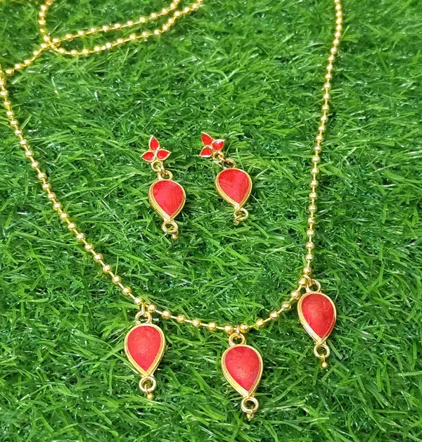 Assamese_Traditional_Red_Meenakari_Golpata_3_Locket_Chain_Jewellery_Set