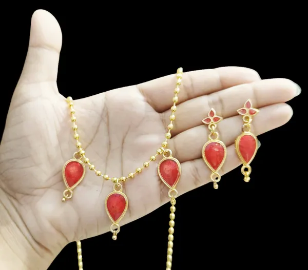 Assamese_Traditional_Red_Meenakari_Golpata_3_Locket_Chain_Jewellery_Set
