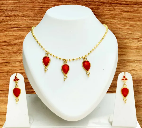 Assamese_Traditional_Red_Meenakari_Golpata_3_Locket_Chain_Jewellery_Set