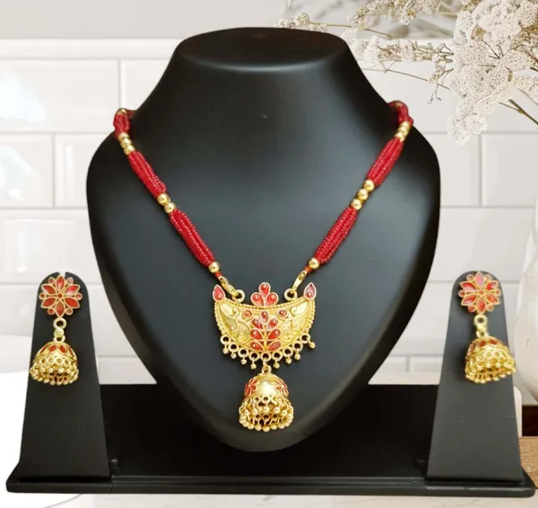 Assamese_Traditional_Copper_Based_Red_Junbiri_Jewellery_Set