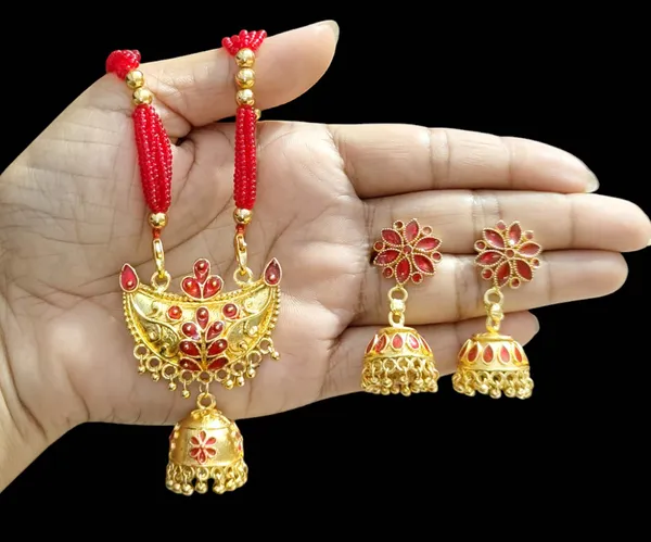Assamese_Traditional_Copper_Based_Red_Junbiri_Jewellery_Set