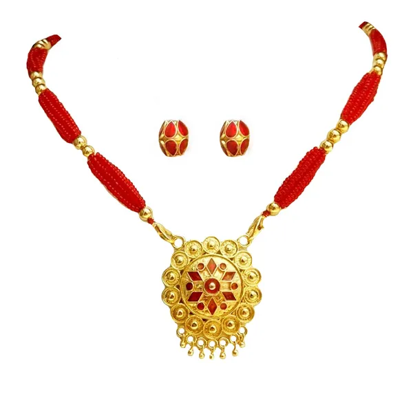 Assamese_Traditional_Red_Small_Japi_Jewellery_Set