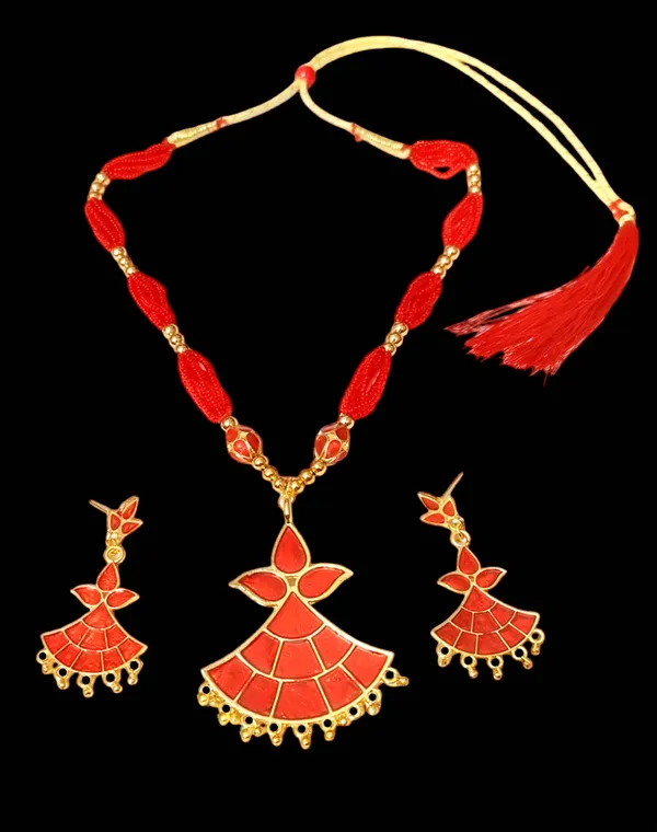 Assamese_Traditional_Red_Locket_Ball_Jewellery_Set
