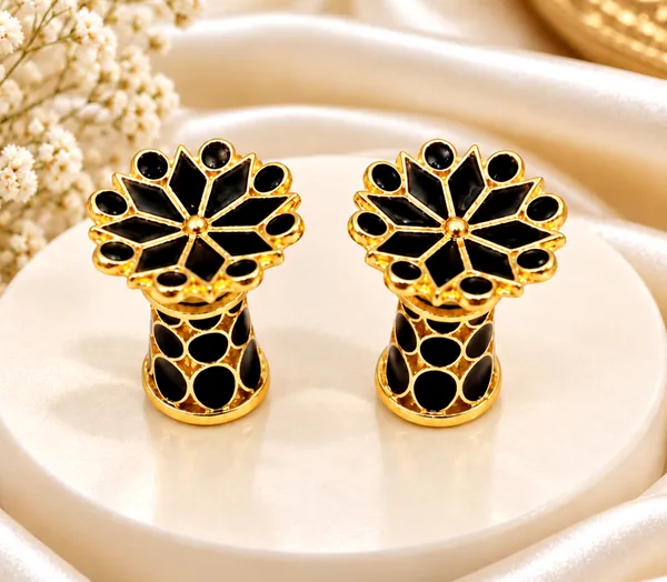 BG_GOLD_Assamese_Traditional_Black_Thuriya_Copper_Stud_Earring_