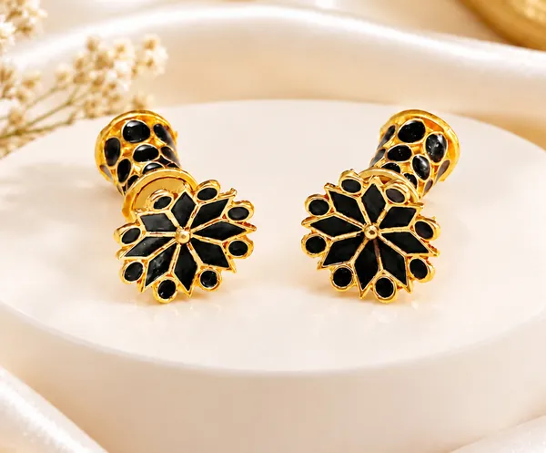 BG_GOLD_Assamese_Traditional_Black_Thuriya_Copper_Stud_Earring_